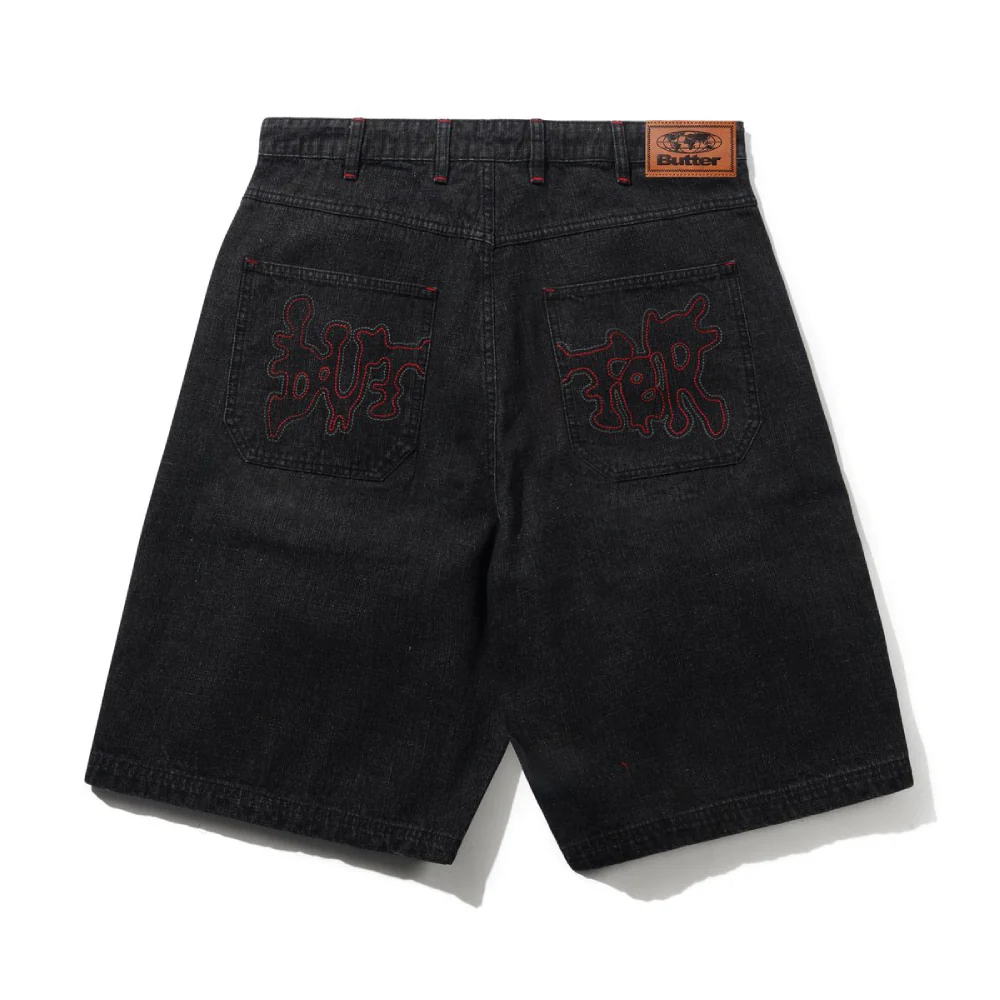 Butter Goods Blotch Denim Shorts Streaky Black - Image 2