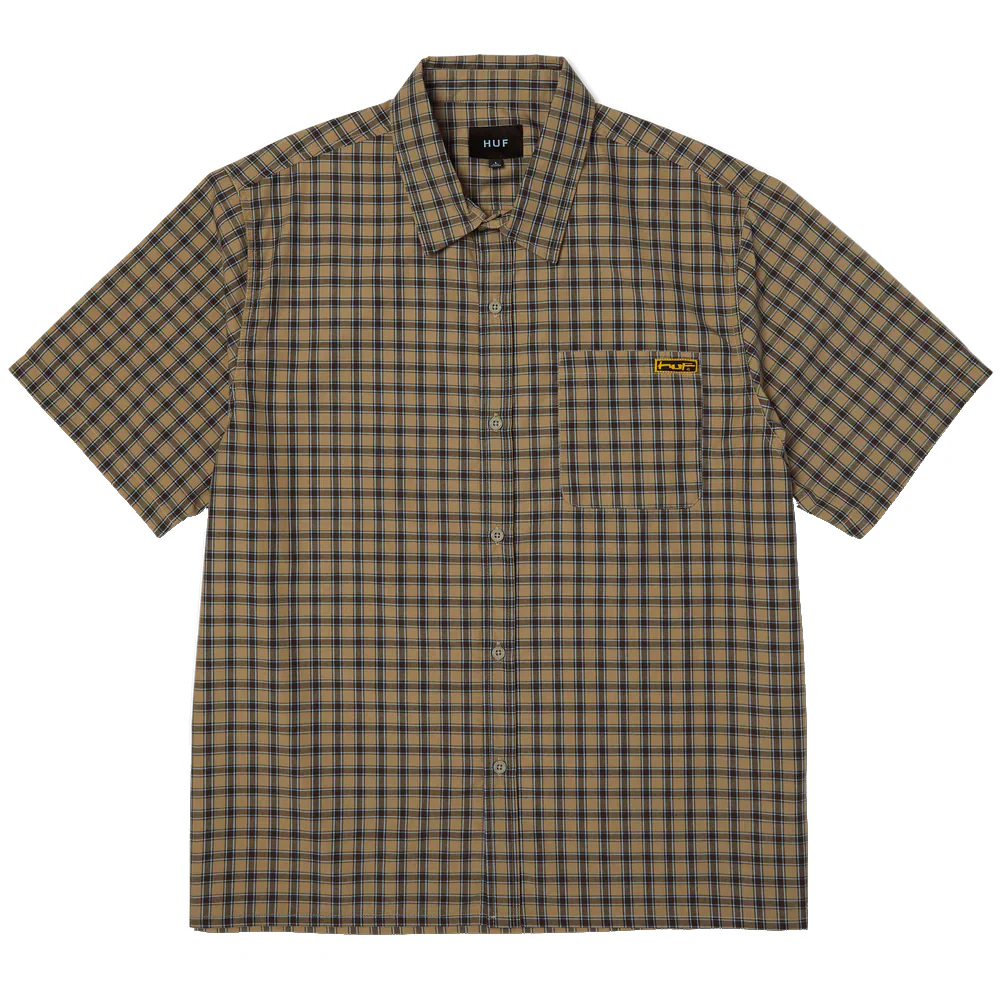 Huf Stretch Micro Plaid Shirt Clay