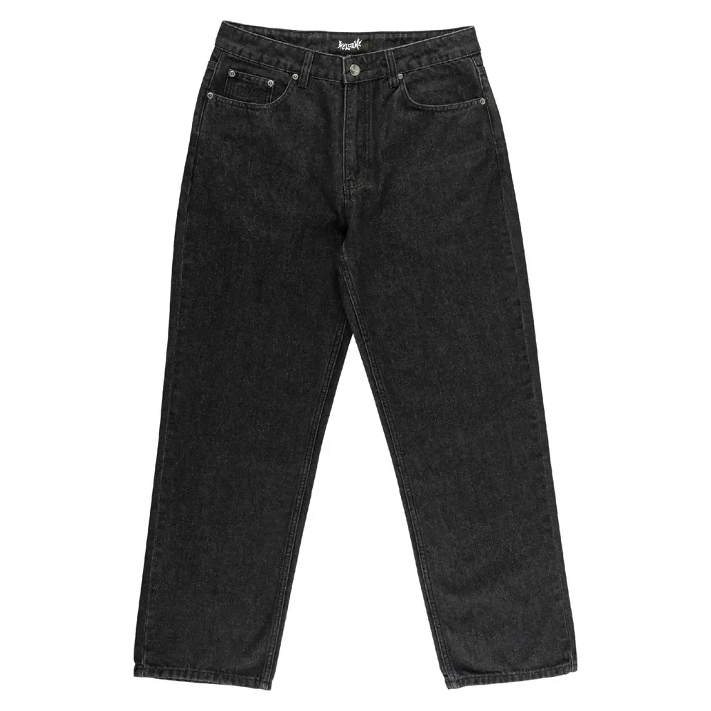 Welcome Immortal Loose Straight Denim Pants Washed Black